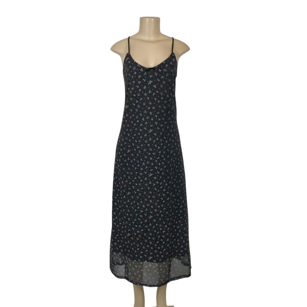 Pink Republic Floral Print Mesh Midi Slip Dress Size M V-Neck Fairy Grunge Y2K